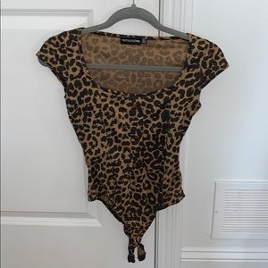 Leopard Bodysuit with Buttons